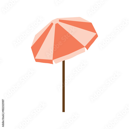 Stylish beach umbrella in pastel shades offers sun protection for summer vacationers, perfect for travel blogs or seaside resort promotions with a relaxing vibe