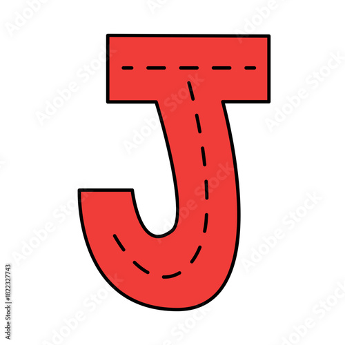 Bold letter J with playful design, great for educational materials, children's books, logos and branding, adds a fun touch to any creative project with its simple charm
