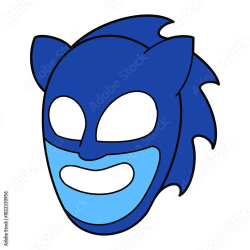 Whimsical blue superhero mask with animal ears adds playful charm, perfect for kids' parties, creative projects, and vibrant designs that spark imagination and joy