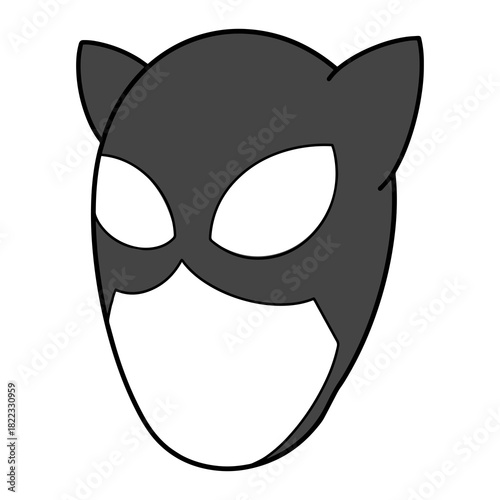 Mysterious feline mask with sleek design, perfect for Halloween parties or costume events, adding an element of playful secrecy and fun, vector origin for crisp lines