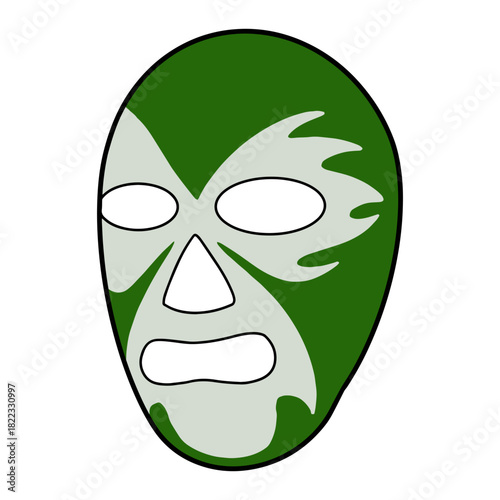 Green Luchador Mask with Abstract Design Ready for Carnival Celebrations, Costume Parties, and Wrestling Events, a Symbol of Mystery and Excitement