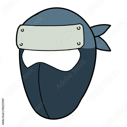 Stealthy ninja character with blue head wrap and concealed face, embodies mystery and martial arts tradition, perfect for gaming or animation projects, ready for action