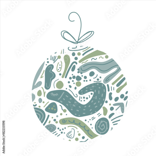 Whimsical, stylized Christmas ball. Festive vector element.