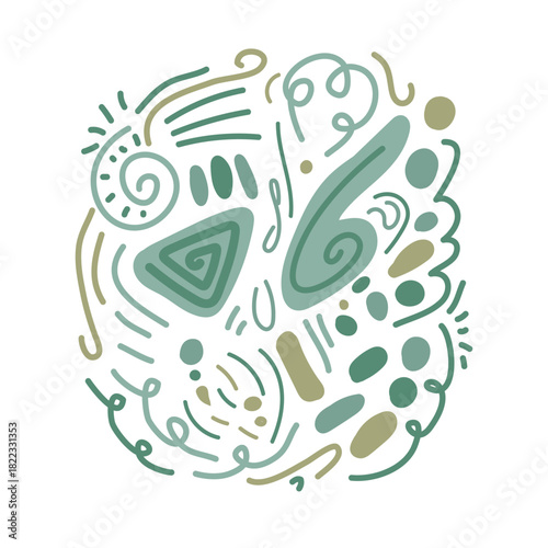 A contemporary vector illustration of hand-drawn abstract shapes. It conveys originality and whimsical energy.
