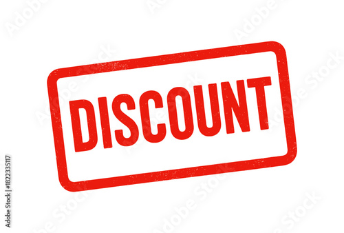 Bold red discount stamp with grunge texture