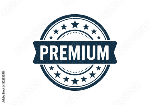 Vintage premium badge with stars and distressed texture for authentic branding