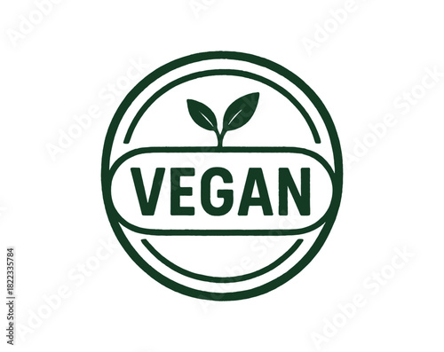 Vegan logo with leaf design in minimalist emblem style
