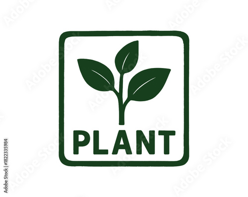 Green plant icon with leaves and bold text in minimalist design