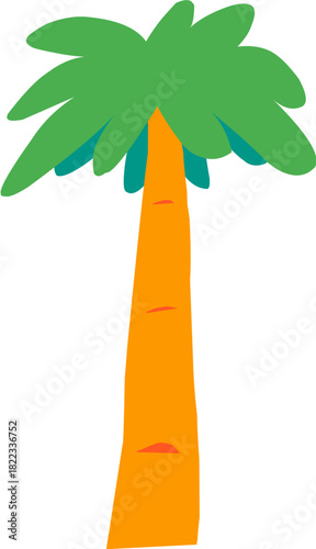 cute hand drawn cartoon palm tree suitable for beach and summer holiday decoration
