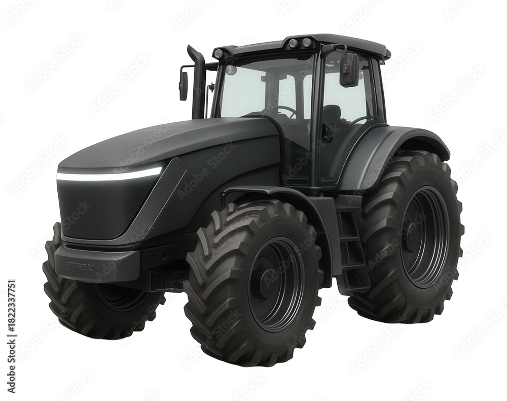 Obraz premium Electric tractor featuring a sloped nose and a horizontal light strip at the front.