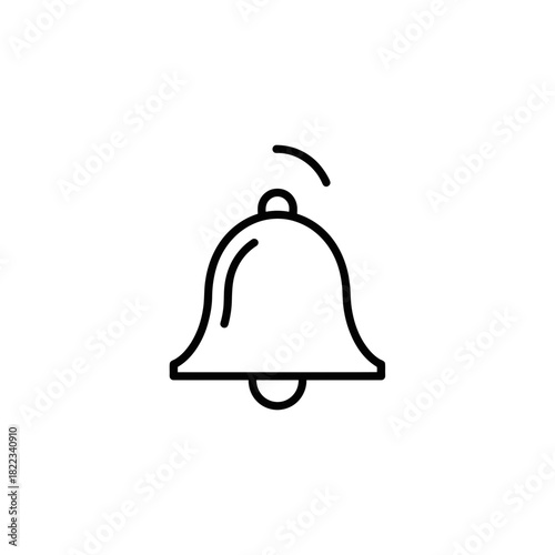 Bell icon design in minimal style, black outline on transparent background