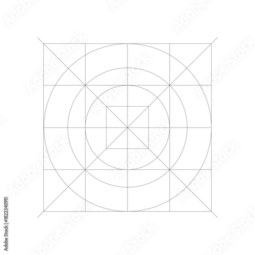 Grid design for layout planning and visual composition in graphic arts and architecture projects