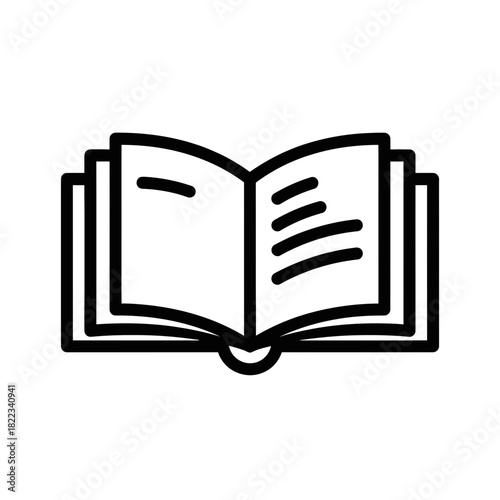 Open book vector icon representing knowledge and education