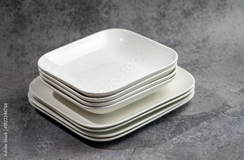 stack of white plates
