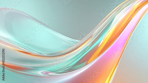 Fototapeta Naklejka Na Ścianę i Meble -  Curved glass background with a smooth, flowing design in 3D