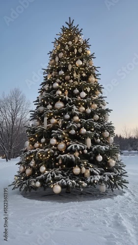 Snowy Christmas Tree Outdoor Winter Landscape
