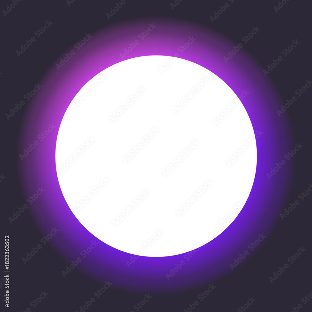 Obraz premium A bright white circle with a vibrant purple neon glow, evoking a sense of mystery and modernity.