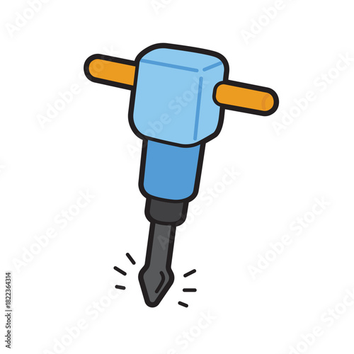 Jackhammer tool for construction or industrial projects. Blue body, ready for demolition work. Ideal for building, renovation, and infrastructure tasks