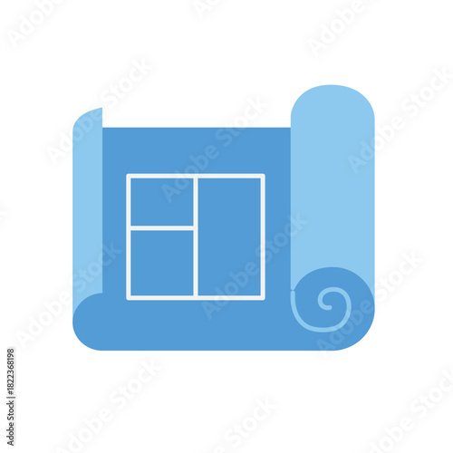 Blueprint design with white outline walls in technical drawing, versatile for architecture, engineering, blueprint concepts for presentations, marketing materials