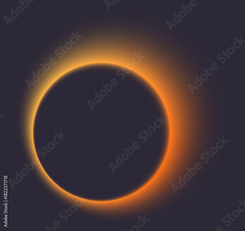 Bright neon circle resembling an eclipse, glowing with a vibrant halo of light. perfect for creative designs.
