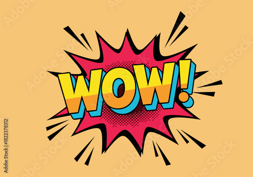 Wow! Comic book style expression bursting with energy and exclamation