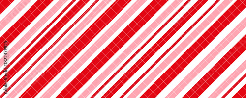 Candy cane Christmas background, peppermint diagonal stripes print seamless pattern
