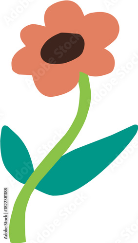 cute hand drawn cartoon flower for spring decoration