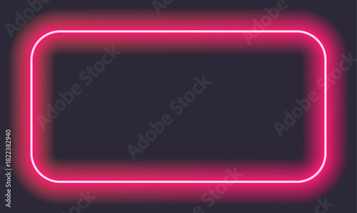 Bright pink neon frame with a soft halo glow, creating a modern, futuristic atmosphere.