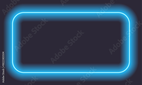 A glowing neon blue rectangular halo emits a soft light, creating an abstract luminous effect.