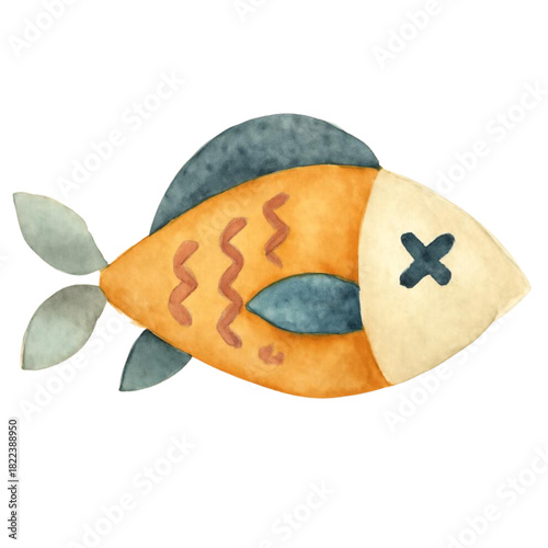 Watercolor Stylized Dead Fish Illustration