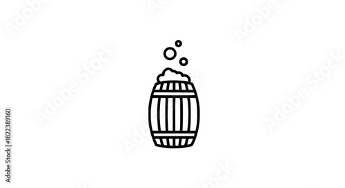 Barrel with effervescent bubbles black white icon