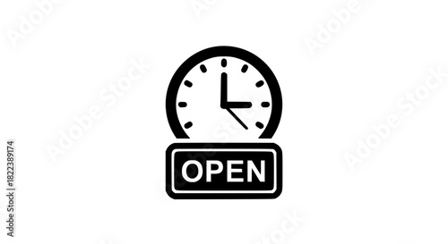 Office open schedule black white icon