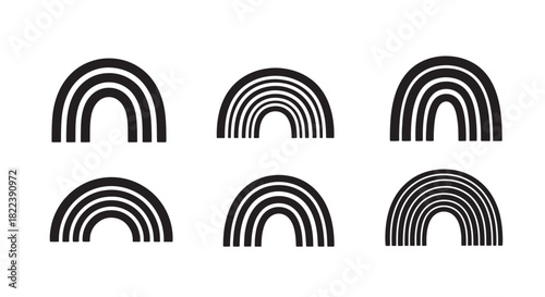 Rainbow Graphics Icon Set Vector Illustration Weather Nature Design Line Art Style Minimalist Simple Abstract Shape Decorative Ornament