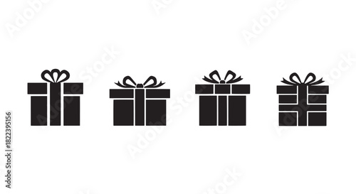 Gifts Set Vector Design Holiday Presents Collection Flat Style Celebration Birthday Surprises Special Occasions Wrapping Bow Ribbon