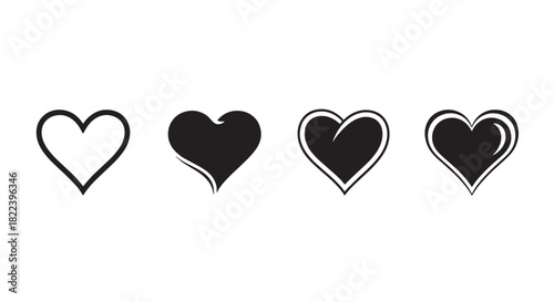 Hearts Vector Collection Outline Shapes Love Symbols Graphic Icon Elements Design Romantic Decoration Art Template Valentine Shapes Passion