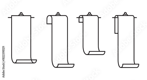 Hanging Paper Scrolls Collection Vintage Message Banners Vector