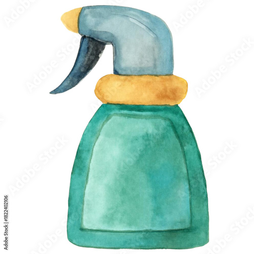 Watercolor Hand-Drawn Spray Bottle for Cleaning or Gardening