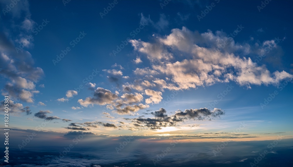 Fototapeta premium a few clouds drifted through the sky creating patterns that add beauty to the sky the dynamic nature of clouds in the sky invites contemplation and appreciation of the sky s artistry