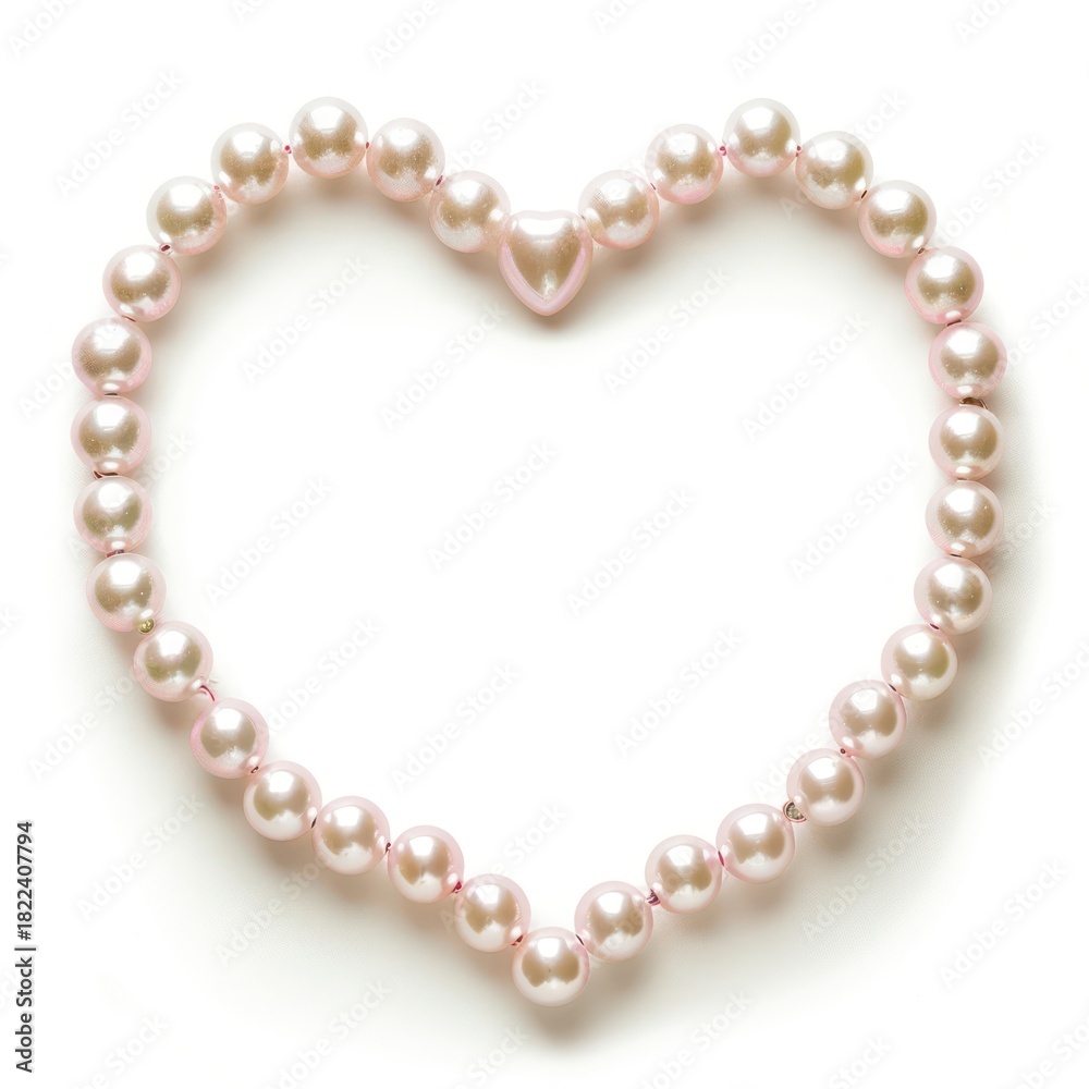 Obraz premium Coquette heart shape white pearl frame accessories accessory necklace.