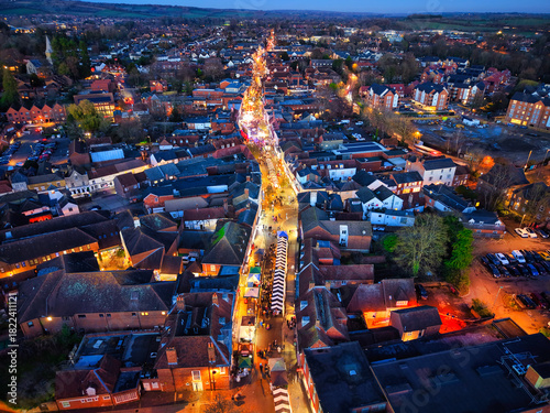 Scenic elevated capture of Alton in Hampshire on the night of the Christmas lights switch on in November 2025
