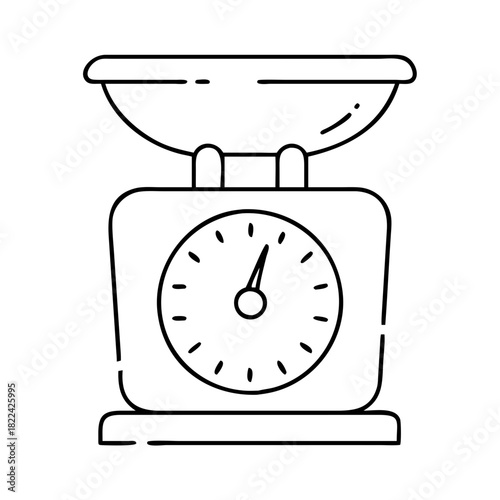 Kitchen scale line art icon illustration. baking and cooking ingredient weight measurement tool for recipes. graphic element.