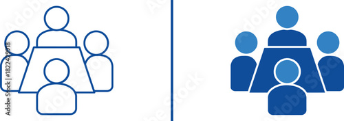 Negotiation in Abstract: An abstract illustration depicts a collaborative session. Simplified figures gather around a rectangular table, engaging in a dialogue of ideas.
