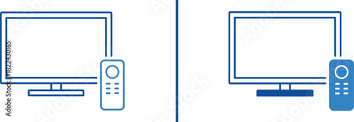 TV Screen and Remote: minimalist illustration shows a television screen and remote control, symbolizing modern entertainment technology and device