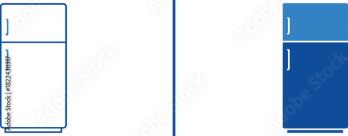 Refrigerator Icons: Modern and minimalist refrigerator icons in cool hues, capturing the essence of home appliance.