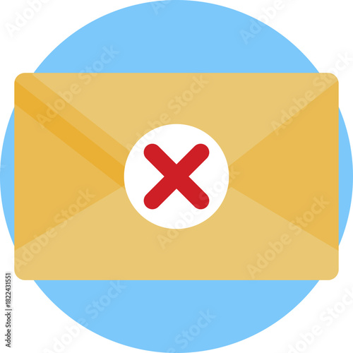 Envelope marked with an “X” indicating rejection.