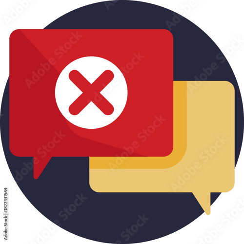 A dialogue bubble used to indicate approval or rejection through spoken or written feedback.