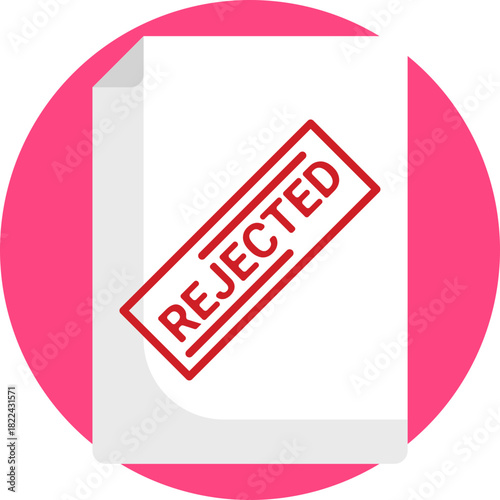 File symbol with a clear rejection mark indicating it was not accepted.