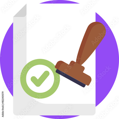 A stamp symbol indicating that a document or request has been officially validated or approved.