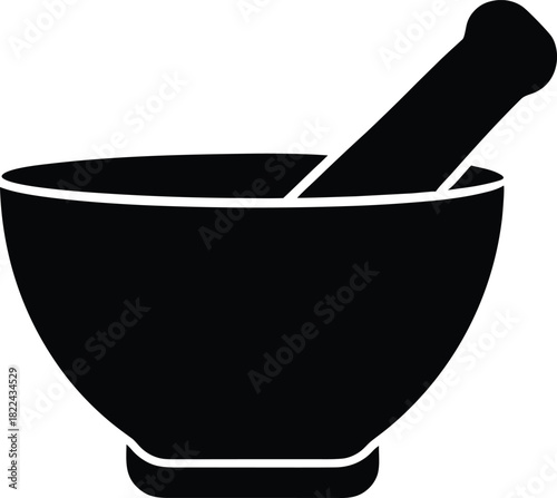 Mortar And Pestle Icon For Pharmacy And Herbal Medicine