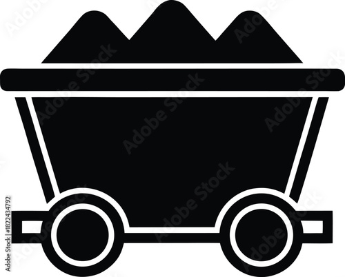 Simple Black Mine Cart Icon